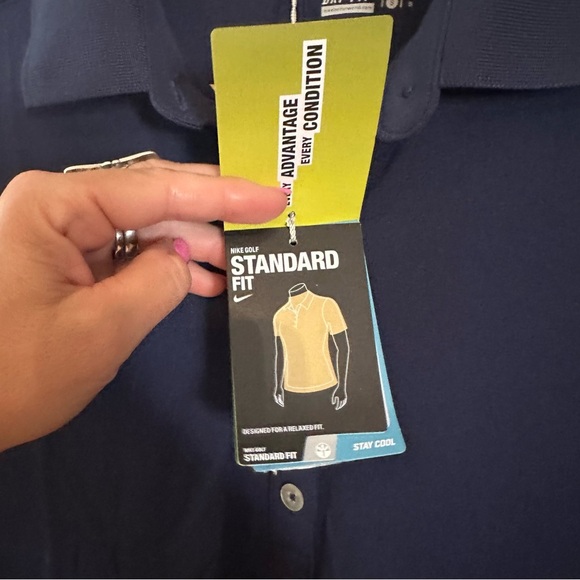 NWT Nike Dark Blue Women's 1/4 Button Down Collared  Short Sleeve Dri Fit Shirt - Picture 8 of 16